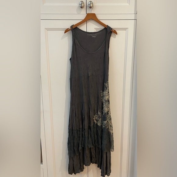 Lauren Vidal Dark Gray and Cream Dress—BEAUTIFUL!! Great Fabric—Y2KBoho—XS - Picture 1 of 9